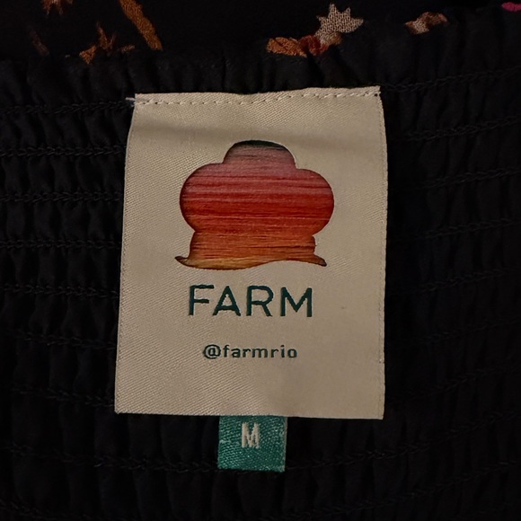 Farm Rio Boho Celestial Print Dress M | Smocked Midi Puff Sleeve Festival Luxe - Picture 16 of 16